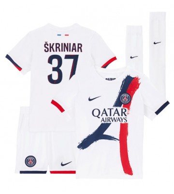 Paris Saint-Germain Milan Skriniar #37 Segunda Equipación Niños 2024-25 Manga Corta (+ Pantalones cortos)